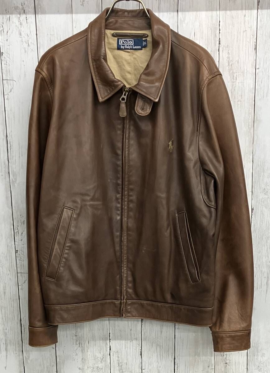 90s Polo by Ralph laurenレザージャケット（羊革）ブラウン POLO RALPH LAUREN レザージャケット ラルフローレン ブルゾン