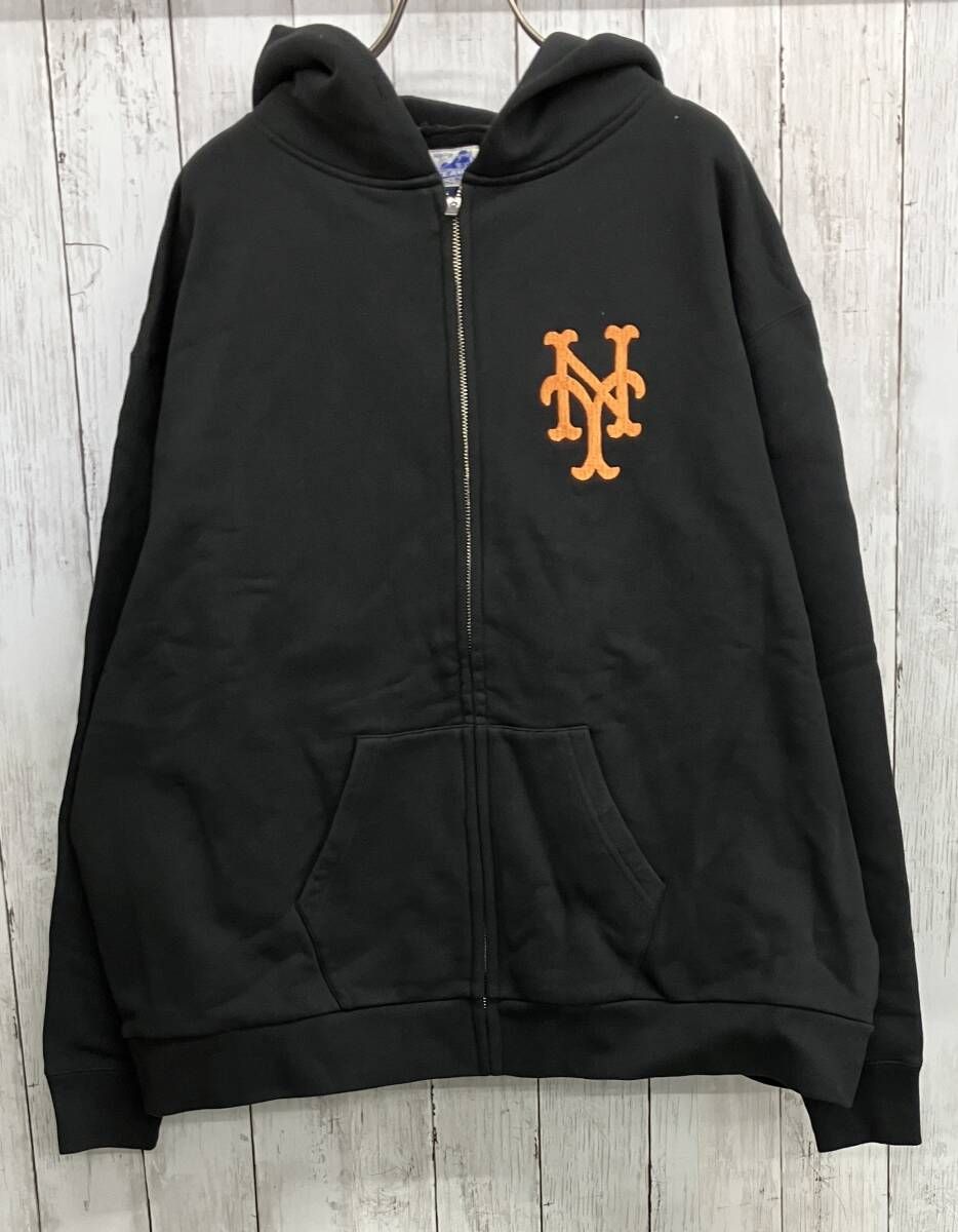 BEAMS JAPAN × テーラー東洋 ZIPUP HOODIE ビームスジャパン ジップアップパーカー 刺繍 MLB ニューヨークメッツ ブラック size L