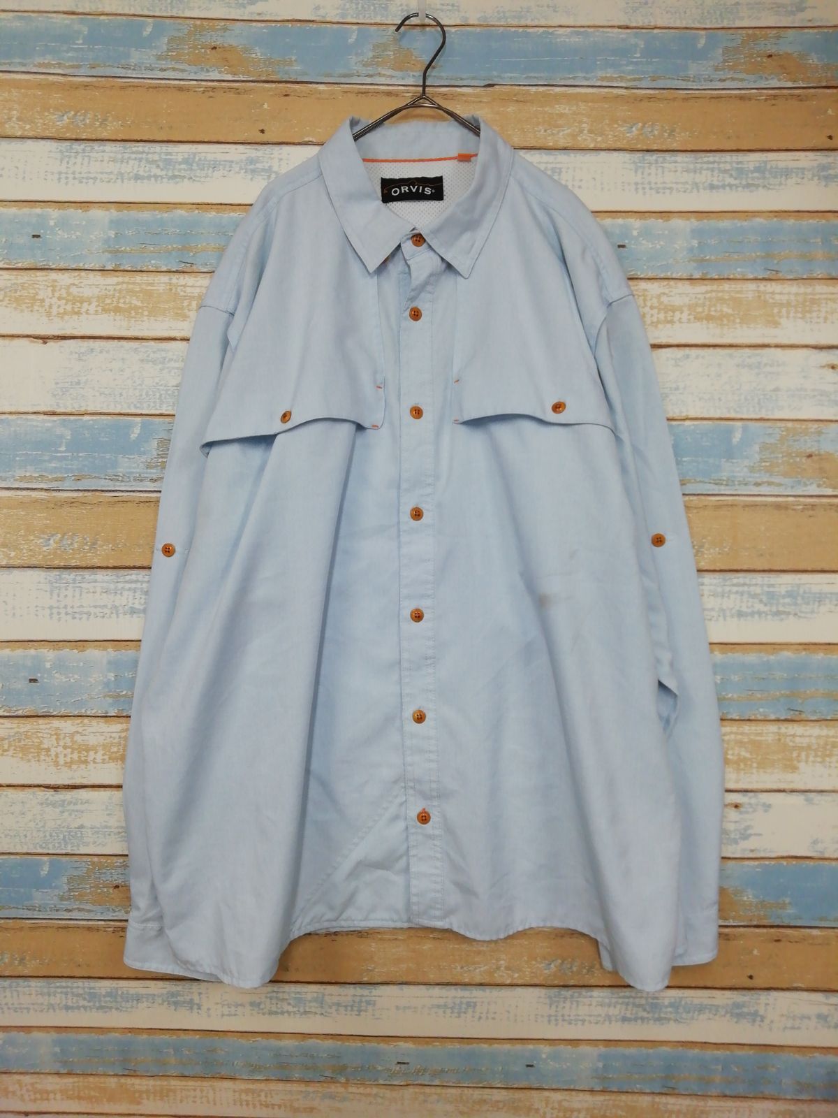 ORVIS オービス フィッシングシャツ 長袖 ライトブルー 水色 XLサイズ