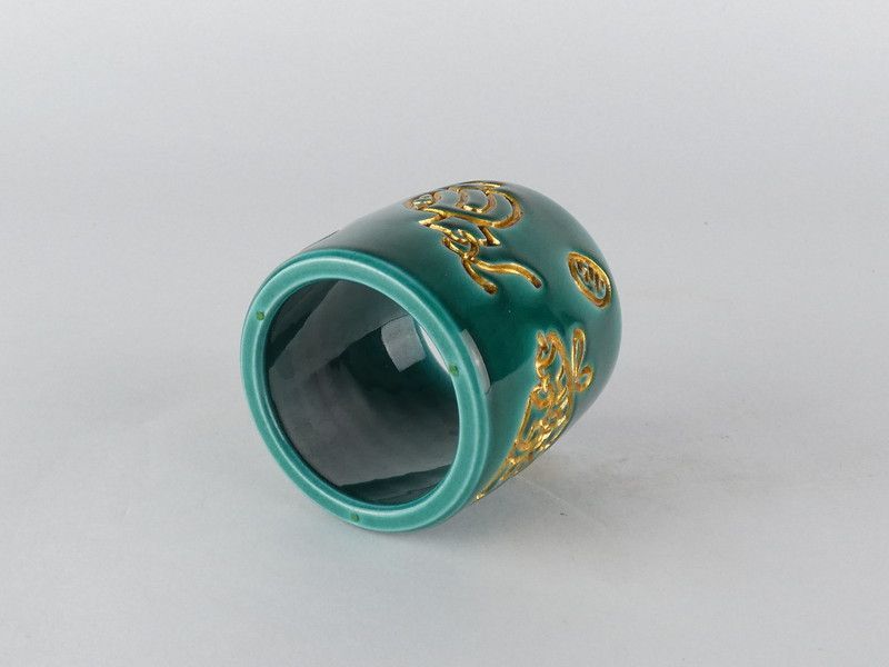 真葛香斎(宮川香斎)「青交趾宝尽 蓋置」共箱 保証品 茶道具 /e(tf1