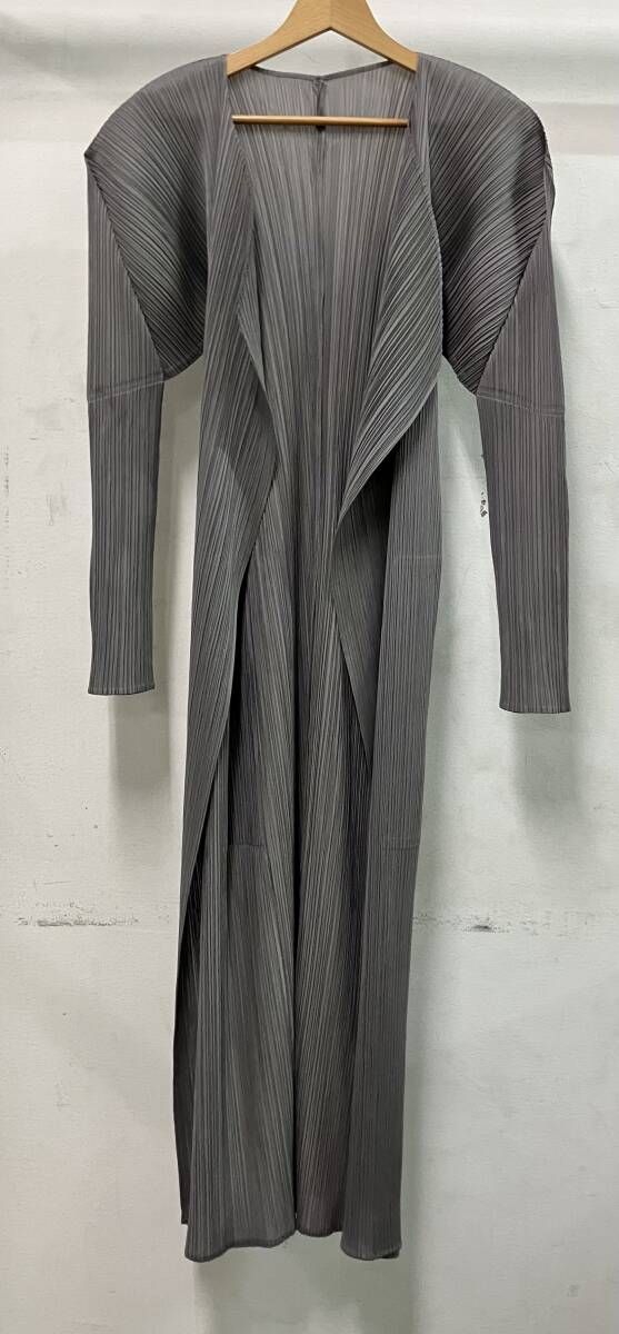 PLEATS PLEASE プリーツ プリーズ 長袖カーディガン・アンサンブルPP04-JH617 ロングカーディガン サイズ4 グレー 日本製 モード
