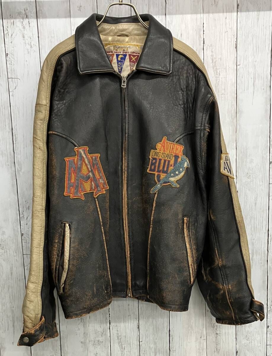 AVIREX A2 フライトジャケット アヴィレックス レザージャケット ワッペン 80s size L
