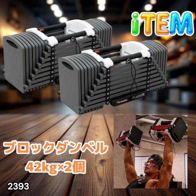 #2393 可変式 ブロック ダンベル 42kg 2個セット 簡単 重量 調整 可能 省スペース 収納可能 安心 安全 ロック機能 ※北海道、沖縄本島、沖縄の離島、その他離島へは別途配送料有り