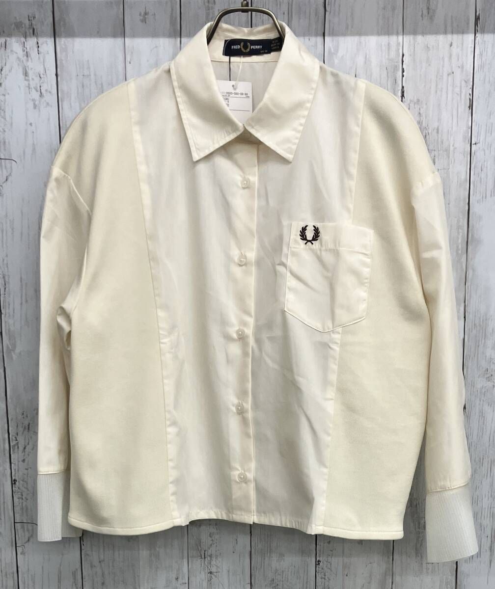 FRED PERRY 長袖シャツ フレッドペリー ニット切り替え ショート丈 size UK10