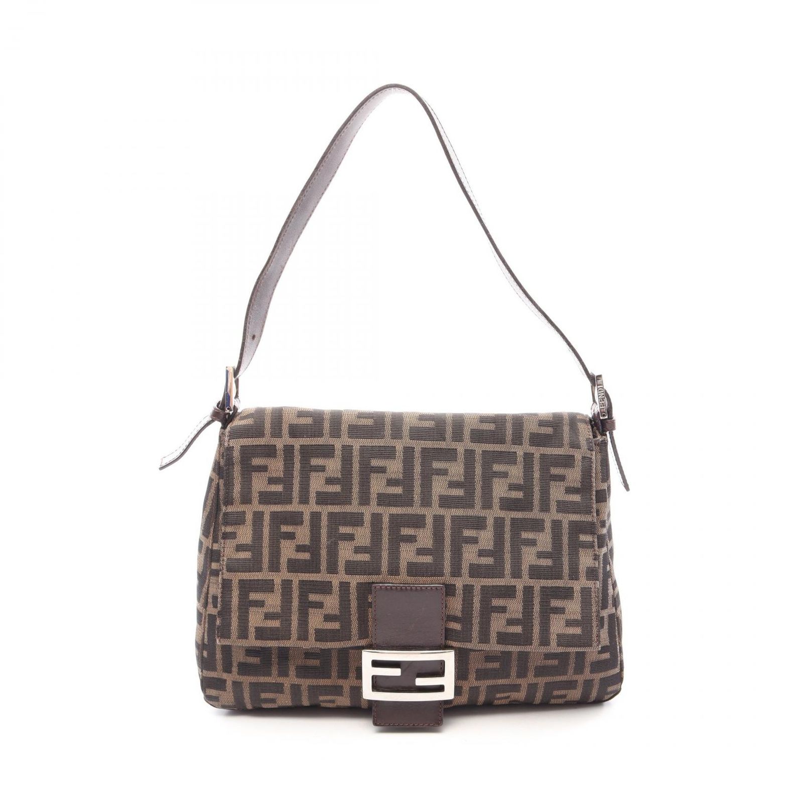 フェンディ FENDI ショルダーバッグ マンマバケット 26325 ブラウン/ブラック キャンバス レザー ズッカ マンマバケット レディース Used B