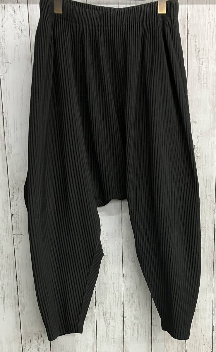 HOMME PLISSE ISSEY MIYAKE プリーツサルエルパンツ オムプリッセ イッセイミヤケ ブラック size2