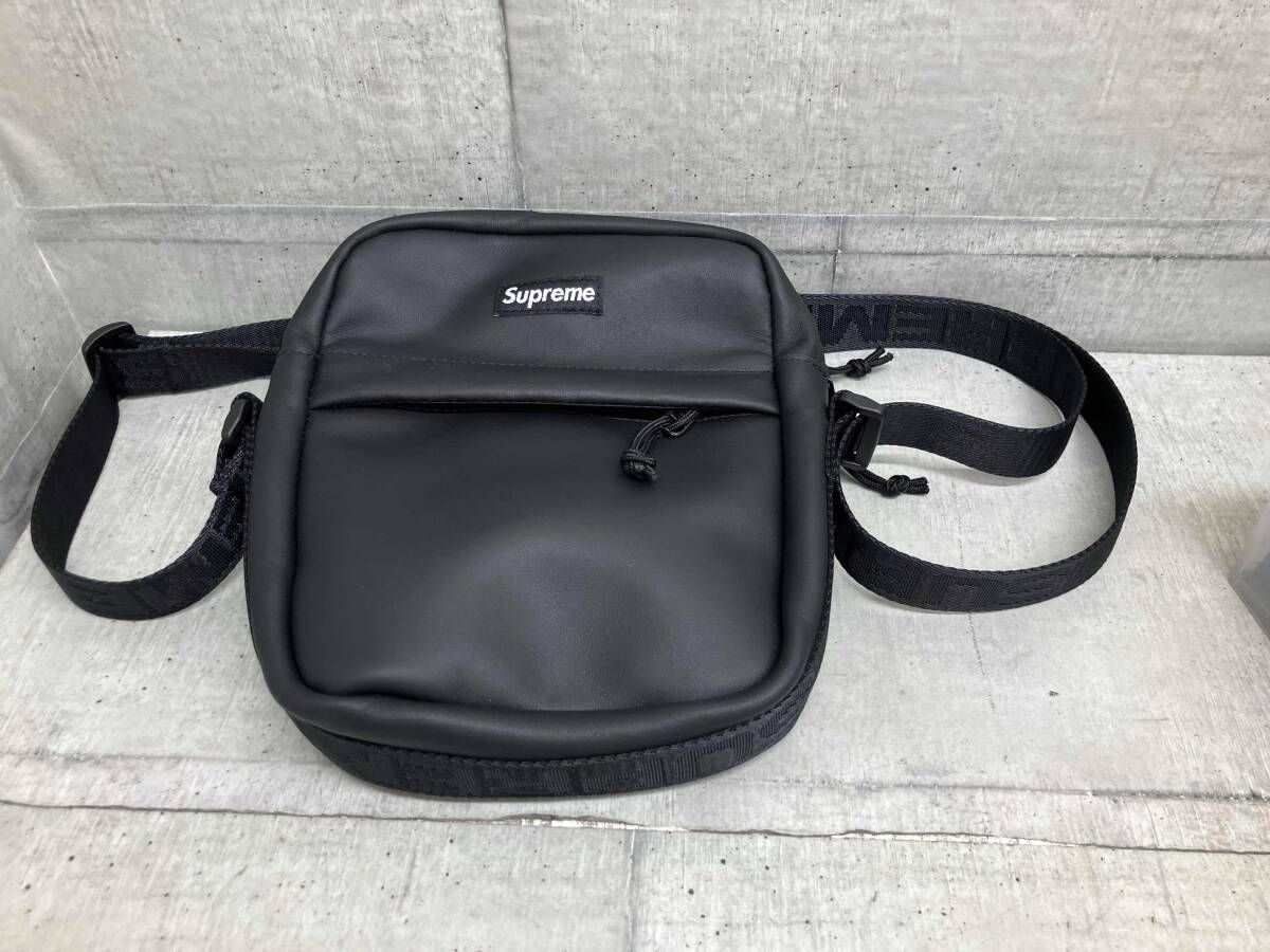 Supreme ショルダーバッグ　24FW Supreme Leather Shoulder Bag Black