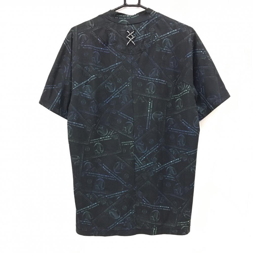 美品】ラッセルノゴルフ 半袖ハイネックシャツ 黒×ライトグリーン