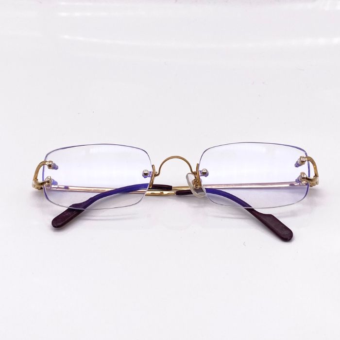 【中古】良品 Cartier カルティエ ダブルポイント ゴールド メガネ eY10139N