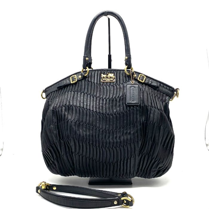 【中古】良品 COACH コーチ マディソン ギャザード 2way レザー ハンド ショルダー バッグ fH0666A