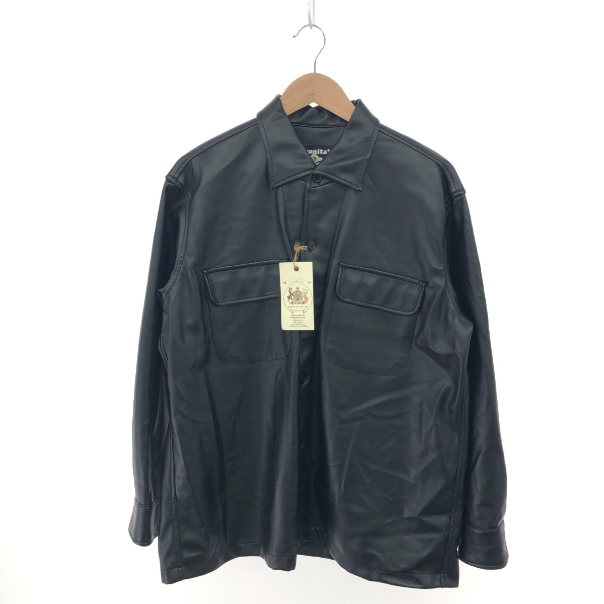 monitaly モニタリー ビーガンレザーシャツ サイズ:M 参考定価¥44000 23AW  合成皮革 ブラック メンズ / 241022000427 monitaly モニタリー ビーガンレザーシャツ サイズ:M 参考定価¥44000