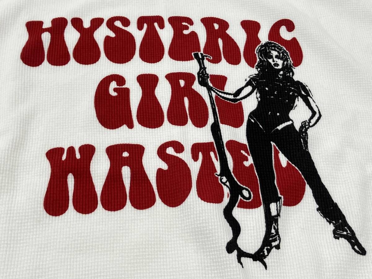 HYSTERIC GLAMOUR 半袖Tシャツ ヒステリックグラマー サーマルTシャツ クルーネック ロングTシャツ ホワイト