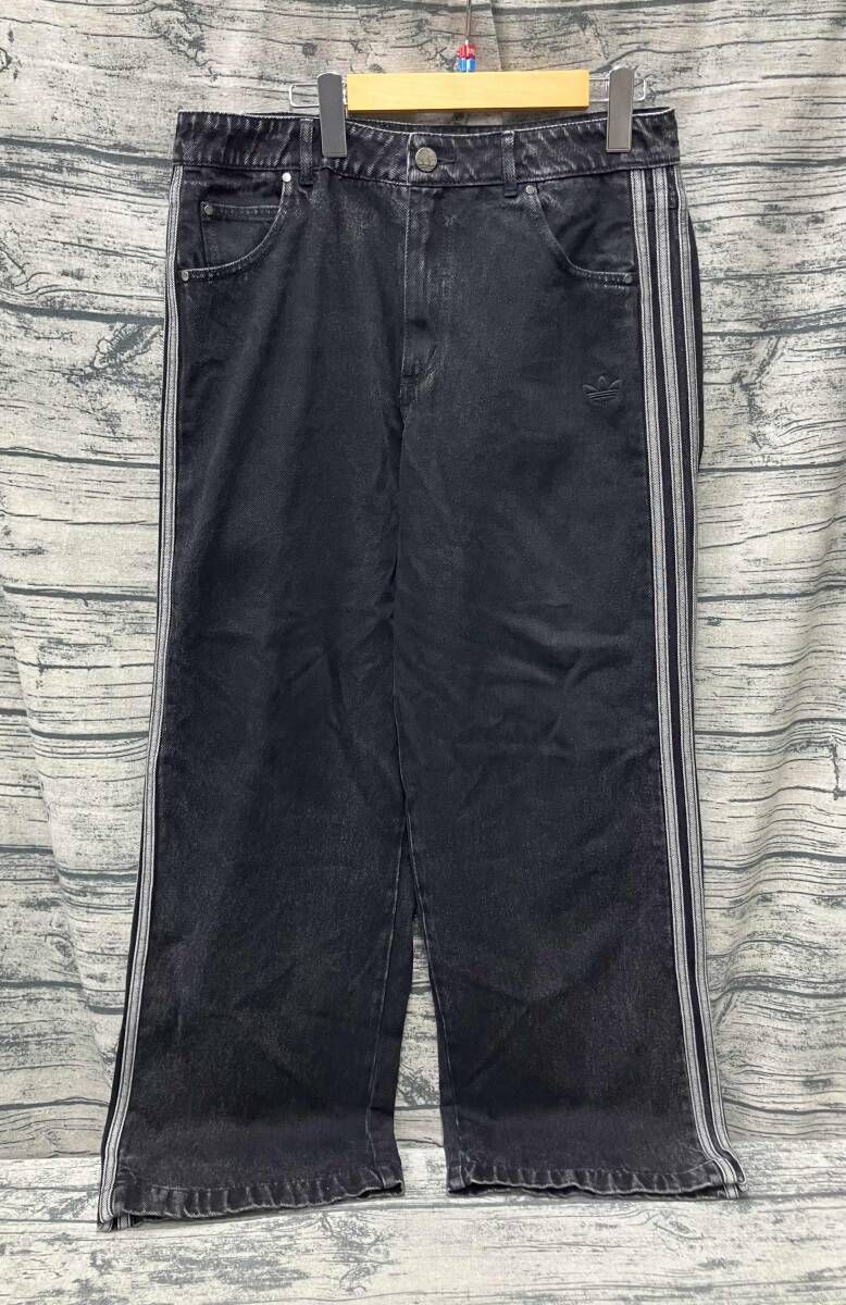adidas アディダス ジーンアディカラー3ラインジーンズ Lサイズ
