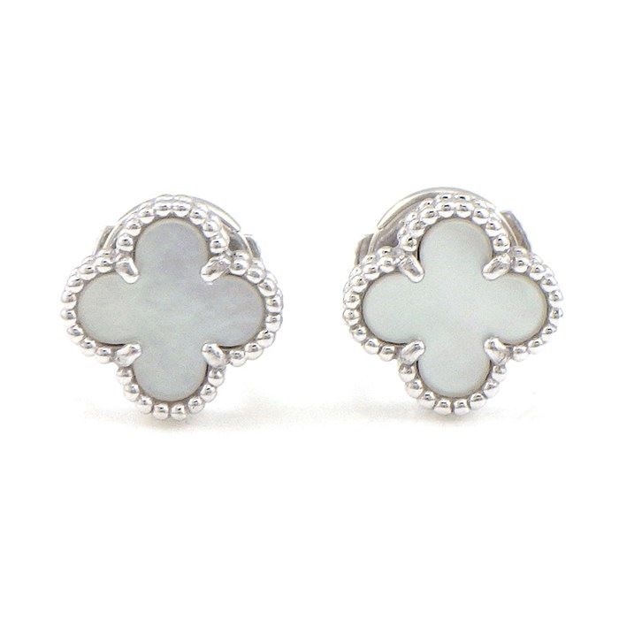 ヴァンクリーフ＆アーペル Van Cleef & Arpels ピアス スウィートアルハンブラ VCARG12000 ホワイト シェル K18WG 【中古】