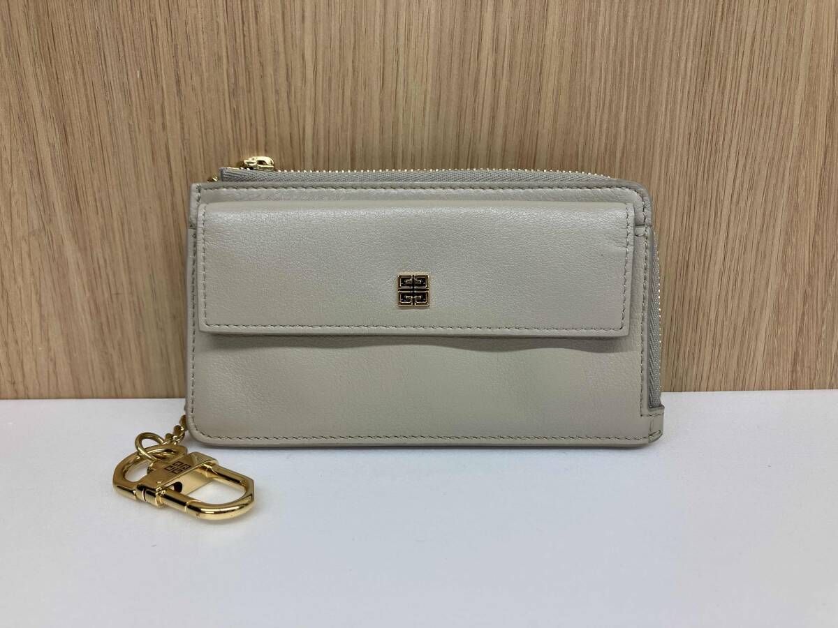 Givenchy ジバンシィ 4Gジップカードホルダー コインケース レザー イタリア製 ベージュ 通年