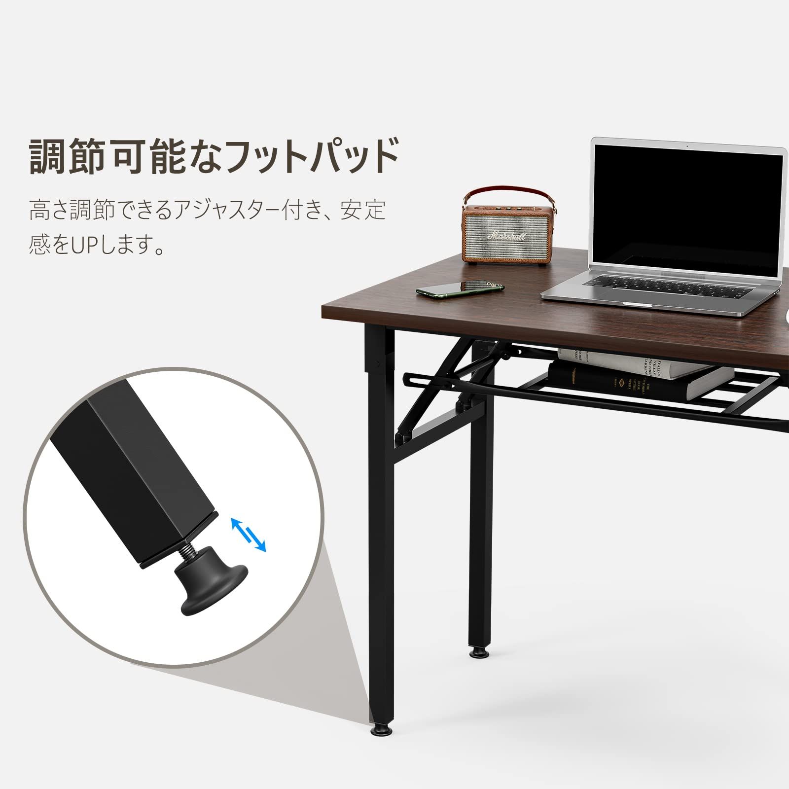 FryLR 折りたたみデスク 大理石柄 組み立て不要 80*60*72CM パソコンデスク ゲーミングデスク ミシン台 折り畳みテーブル 簡易デスク ワーク 在宅勤務 テレワーク 組立簡単 省スペース (定番（USB＆コンセントなし）, クルミ)