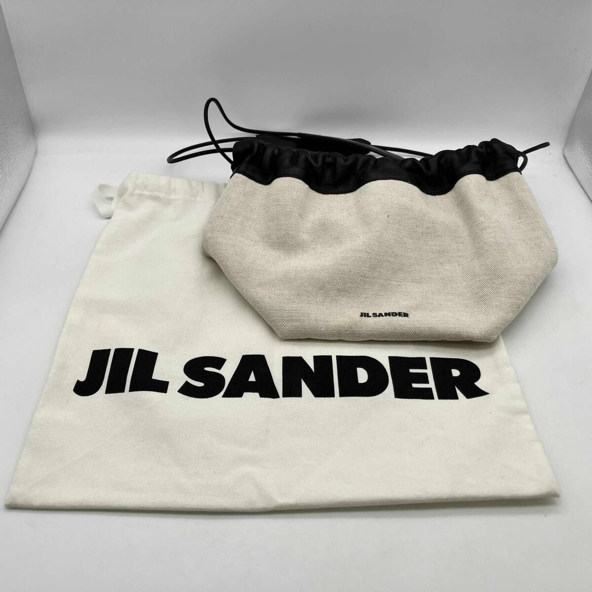 JIL SANDER ジルサンダー レザー キャンバス リバーシブル 巾着
