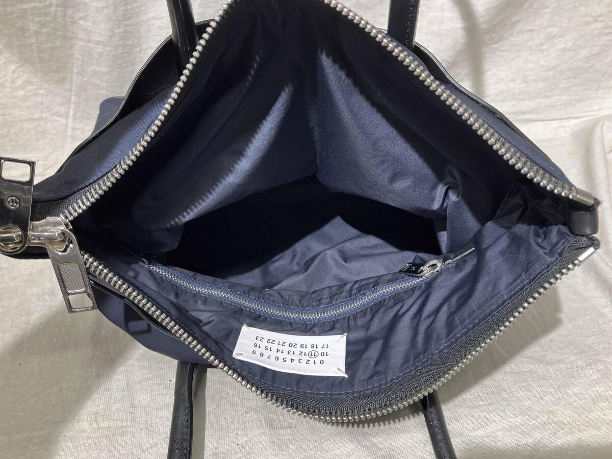 Maison Margiela ダブルハンドルレザートートバッグ ネイビー メゾン