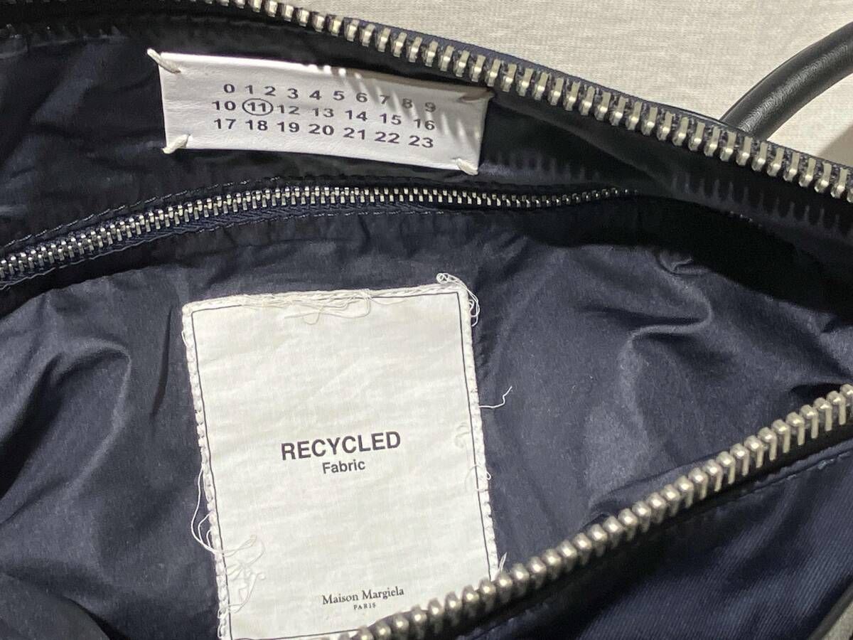 Maison Margiela ダブルハンドルトートバッグ Maison Margiela ダブルハンドルレザートートバッグ ネイビー メゾン