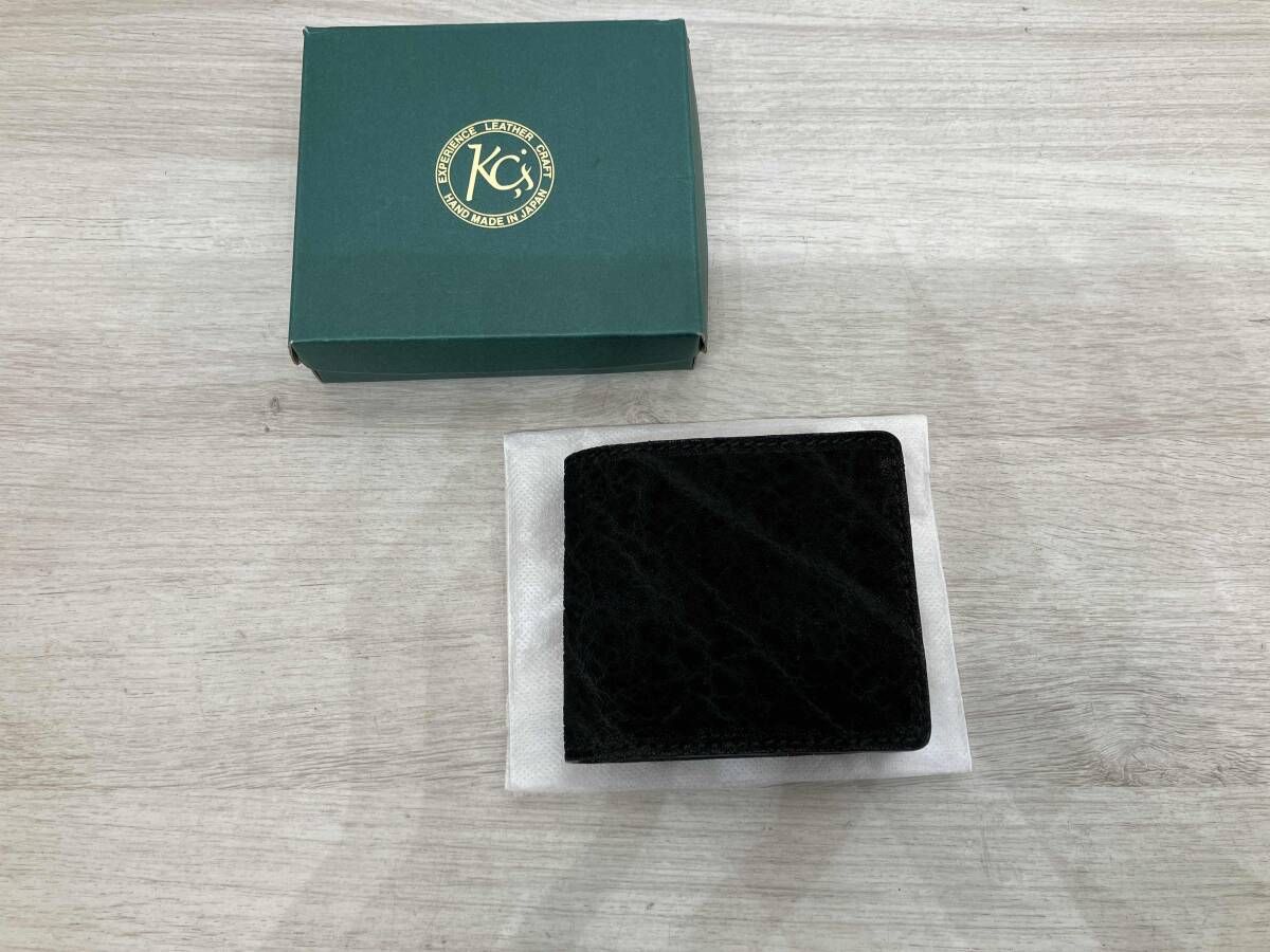 KC'S 二つ折り財布　エレファント　牛革　ブラック