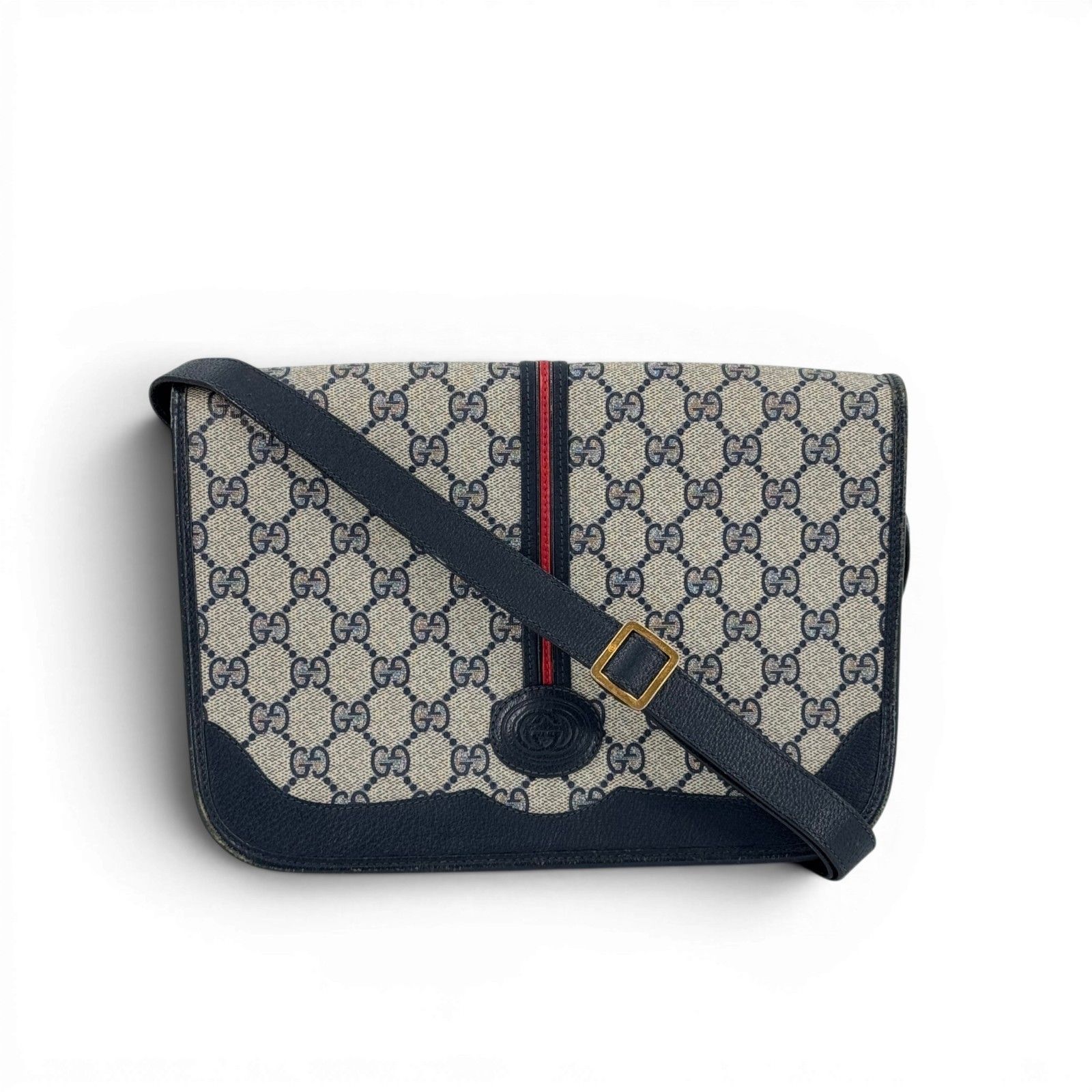 GUCCI シェリーライン ショルダーバッグ GGキャンバス ネイビー - メルカリ