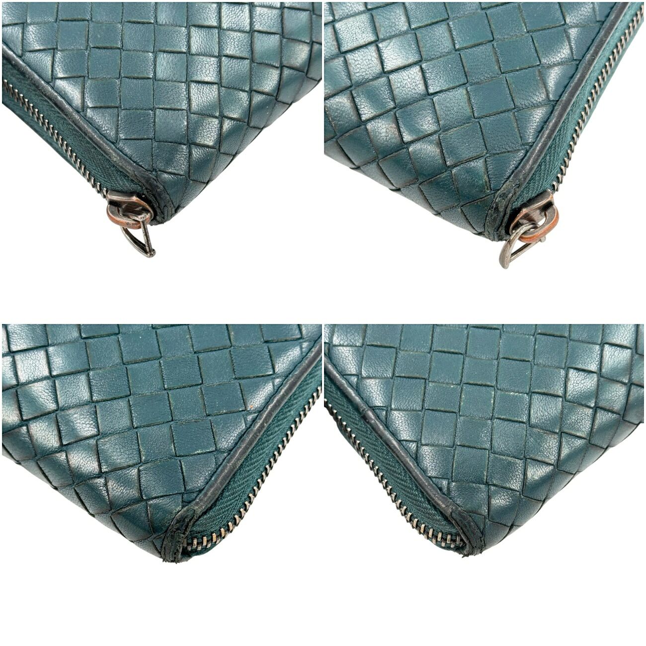 BOTTEGA VENETA イントレチャートレザー ダークグリーン ジップ