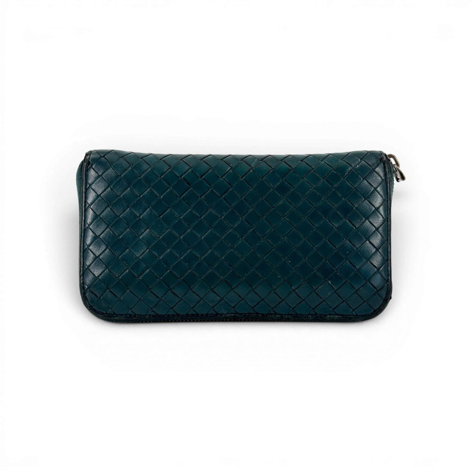 BOTTEGA VENETA イントレチャートレザー ダークグリーン ジップ