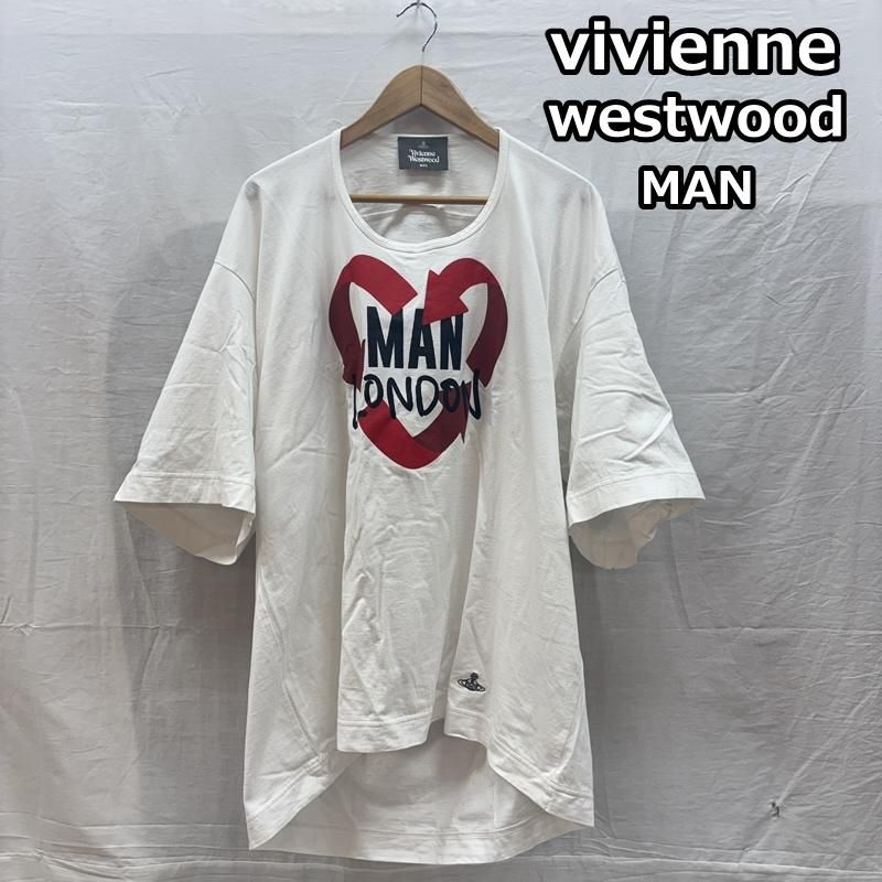 ヴィヴィアンウエストウッドマン MAN LONDON ハート プリント ビッグシルエット Tシャツ 半袖 VW-LP-79424 メンズ FREE ISItems【USED】【古着】【中古】50163607