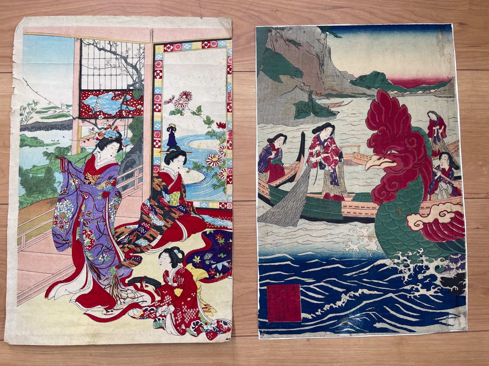 明治13年 浮世絵 2枚セット 楊洲周延 橋本直義 錦絵 骨董