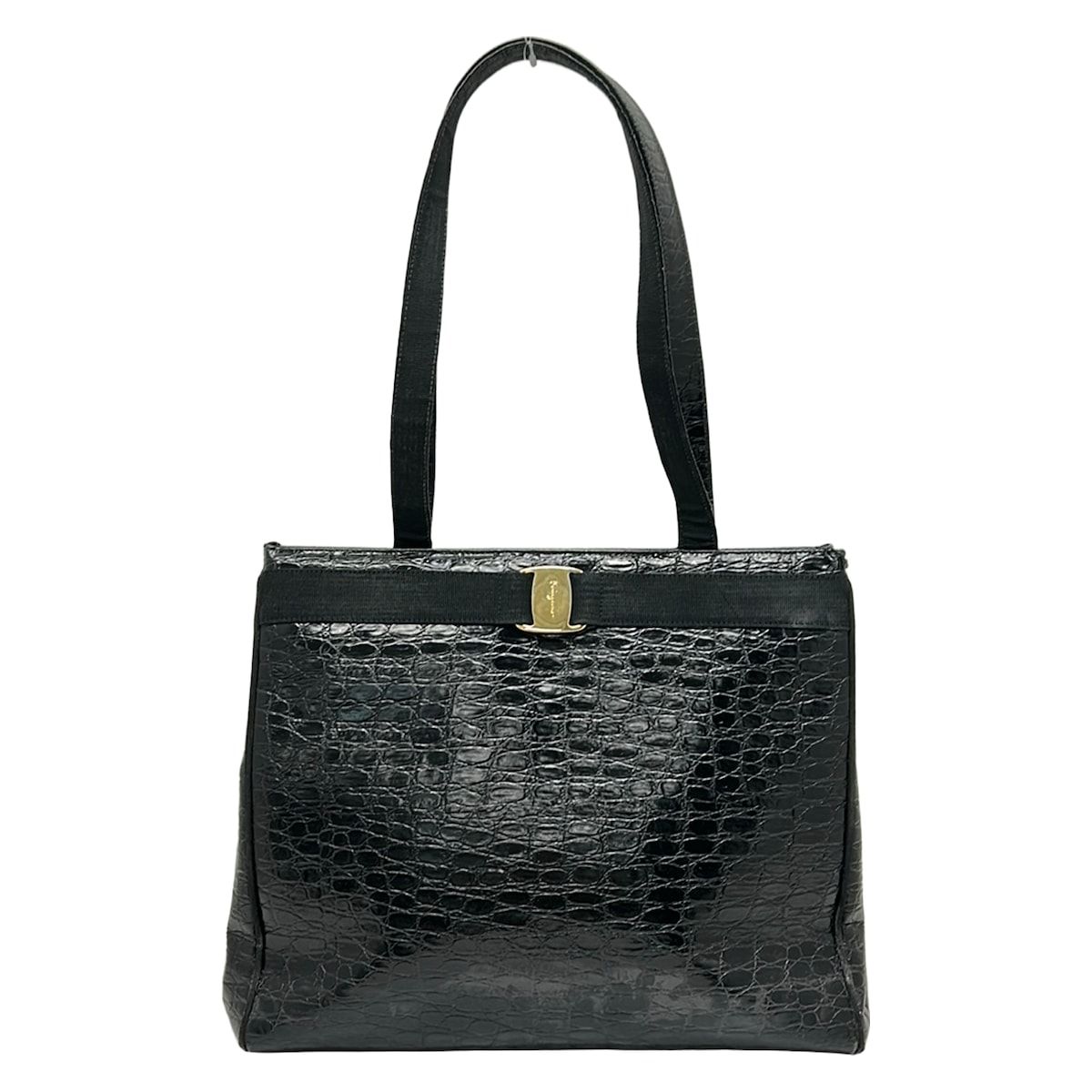FERRAGAMO/SalvatoreFerragamo(サルバトーレフェラガモ) トートバッグ ヴァラ BK-21 黒 型押し加工 レザー 12,816円