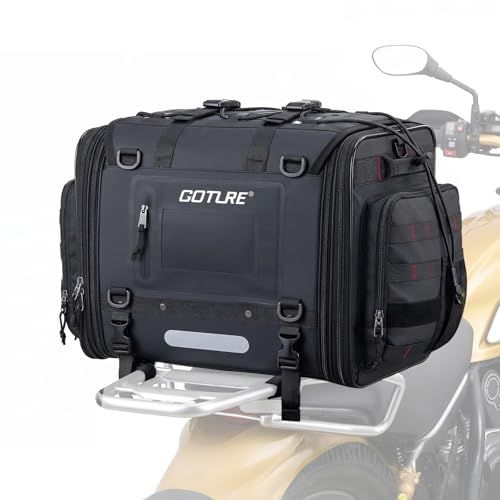 GOTURE シートバッグ バイク 大容量 50-70L キャンピングシートバッグ 1000D耐摩耗素材 ズレない 安定固定機能 取付簡単 ツーリング キャンプ アウトドア 防雨カバー付きas
