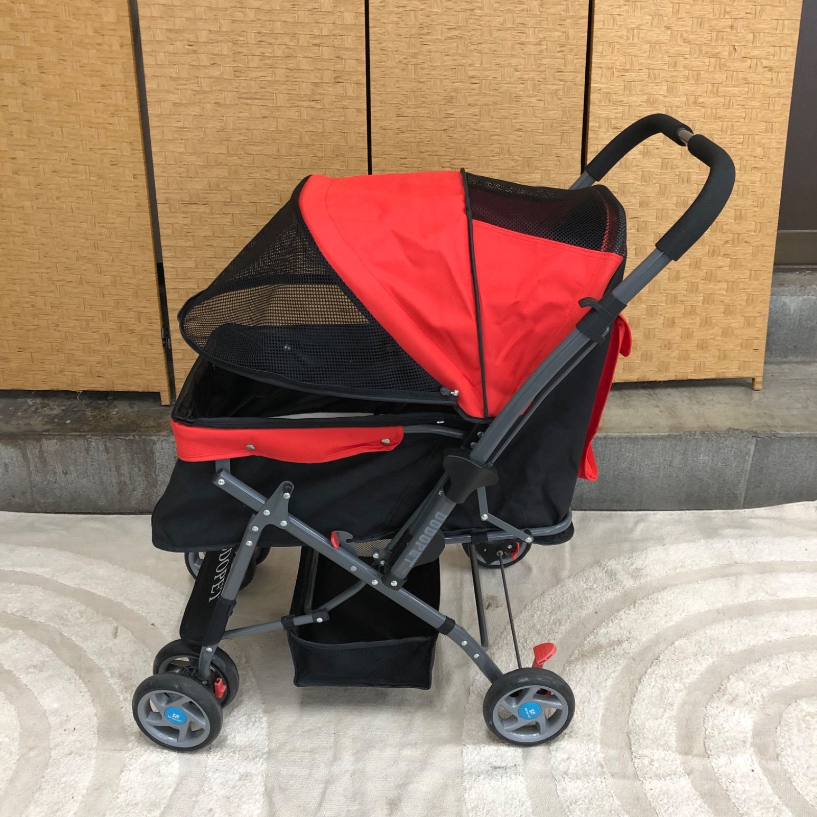 T 【値下げ交渉可能】DODOPET ペットカート レッド 4輪カート 軽量 