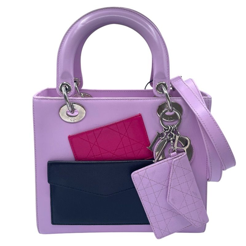 クリスチャン・ディオール Christian Dior レディディオール ミディアム ピンク シルバー金具 レザー レディース ショルダーバッグ
