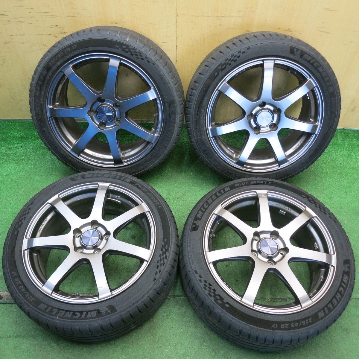 バリ溝！24年！8.5分◎ワーゲン 等 ENKEI PF07 225/45R17 ミシュラン パイロットスポーツ5 エンケイ 17インチ PCD112/5H◎6070507HAノ
