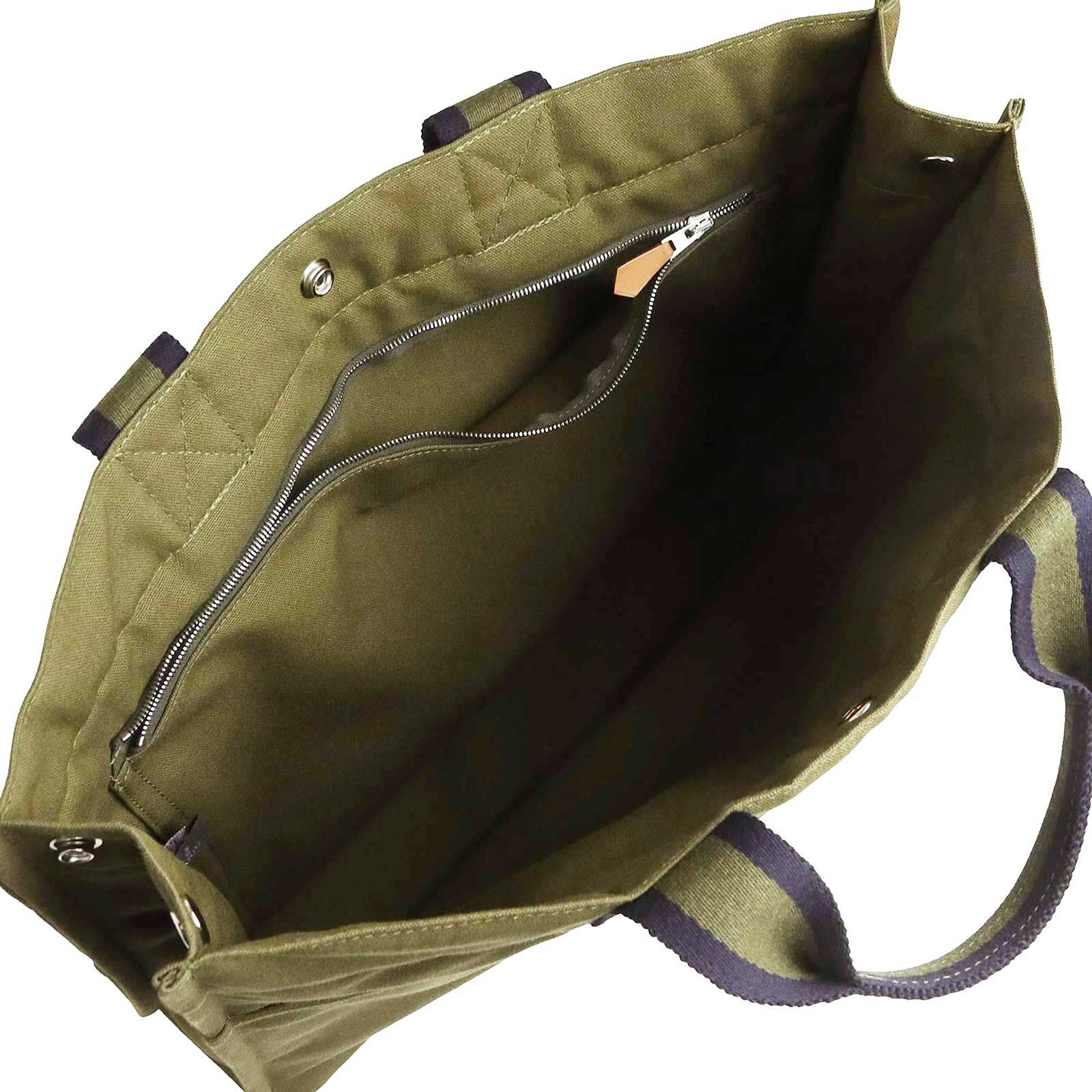 【HERMES】フールトゥMM トート キャンバス カーキ ネイビー【A263】 エルメス フールトゥ MM トート キャンバス カーキ ネイビー