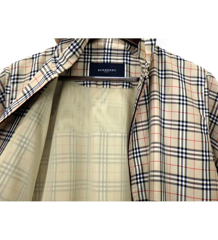 極美品 バーバリーゴルフ ノバチェック フード付ジップアップナイロンパーカー L バーバリー ゴルフ BURBERRY GOLF ノヴァ チェック ジップアップ