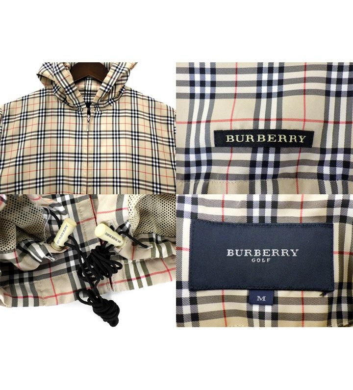 極美品 バーバリーゴルフ ノバチェック フード付ジップアップナイロンパーカー L バーバリー ゴルフ BURBERRY GOLF ノヴァ チェック ジップアップ