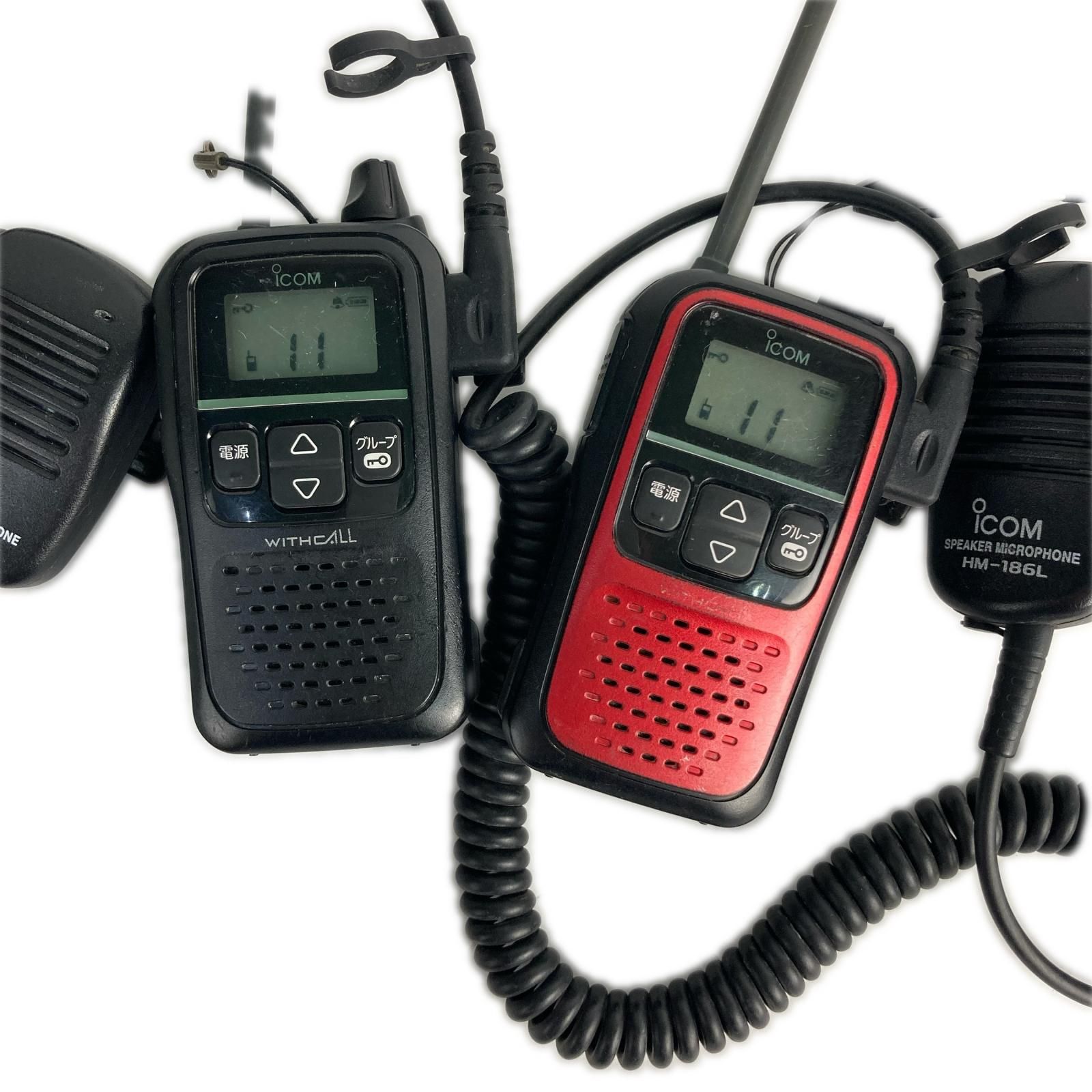 icom トランシーバー2台 WITHCALL スピーカーマイク(HM-186L)付き IC-4110 レッド・ブラック 動作品