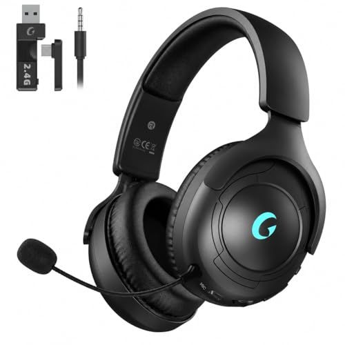 Gvyugke ゲーミングヘッドセット 2.4G USB/Type-C/Bluetooth 5.4/有線 4WAY接続 20ms 超低遅延 ワイヤレスヘッドホン 50MMドライバー立体音響 45H長時間再生 高遮音性 RGB ライト ノイズキャンマイク 軽量i