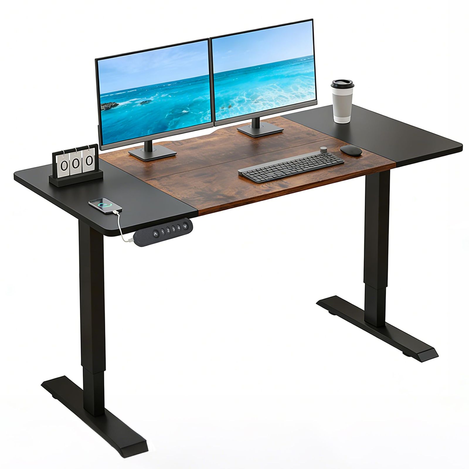 スタンディングデスク 昇降デスク Radlove 電動昇降式パソコンデスク 幅140cm*奥行60cm ゲーミングデスク 机 高さ 69~115CM メモリー機能付き オフィス ワークテーブル 食事 学習/オフィス 勉強机 耐荷重80? ホワイト (ブラックi