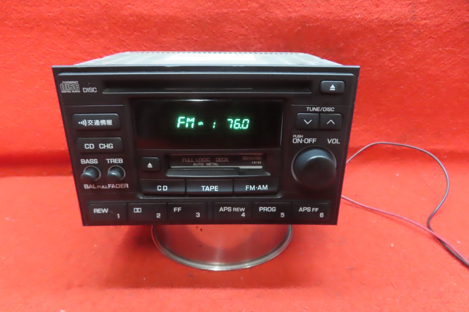 ＊CS2579＊動作保証付/ローレル HC35 C35 GC35　PN-2138E 純正 CDプレーヤー/デッキ/カーオーディオ　カセットテープ再生OK　2DIN 本体のみ