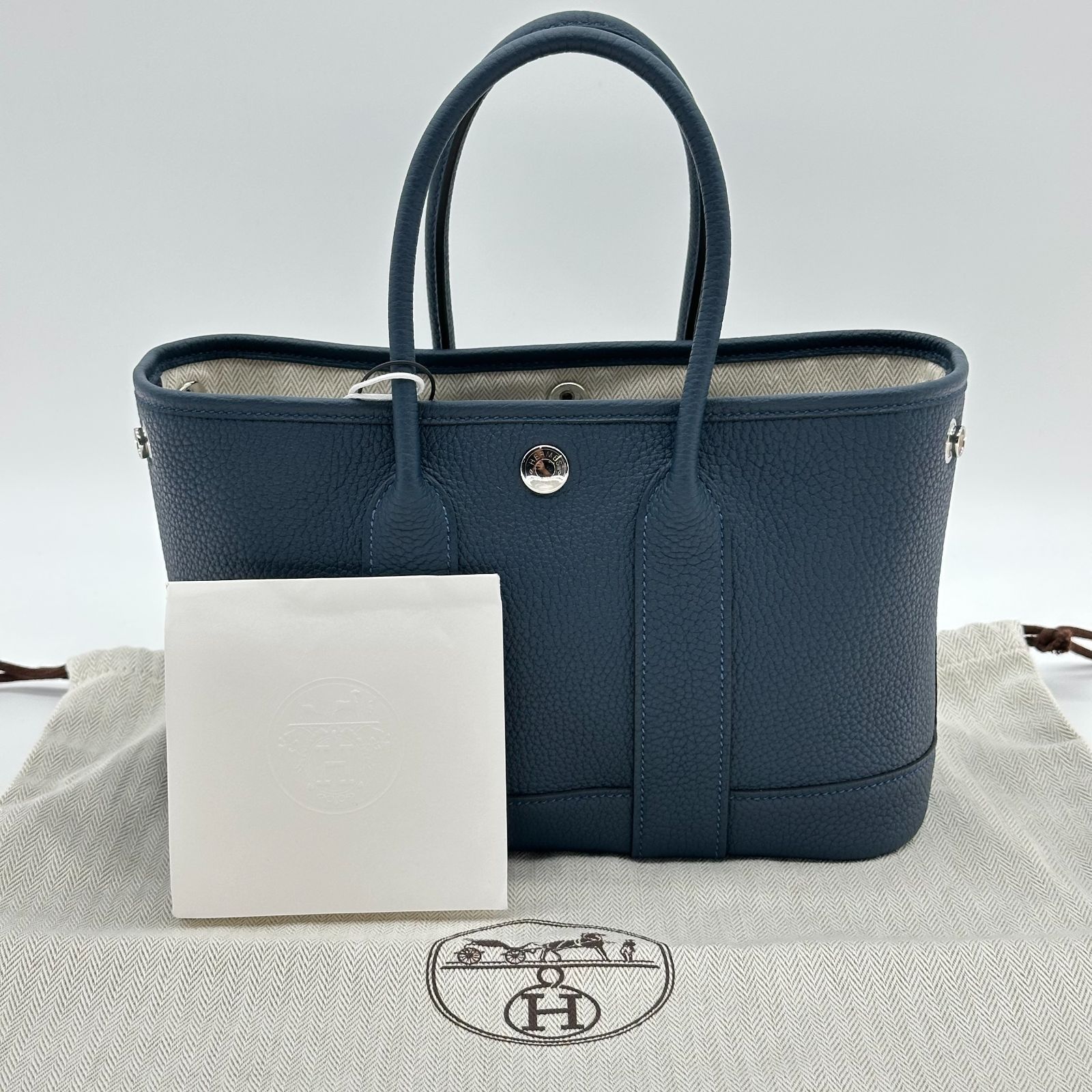 【美品】HERMES エルメス ネオガーデン 23 ネゴンダレザー ブルートーンペットシルバー金具 K2025 年製 ハンドバッグ 中古 440,000円