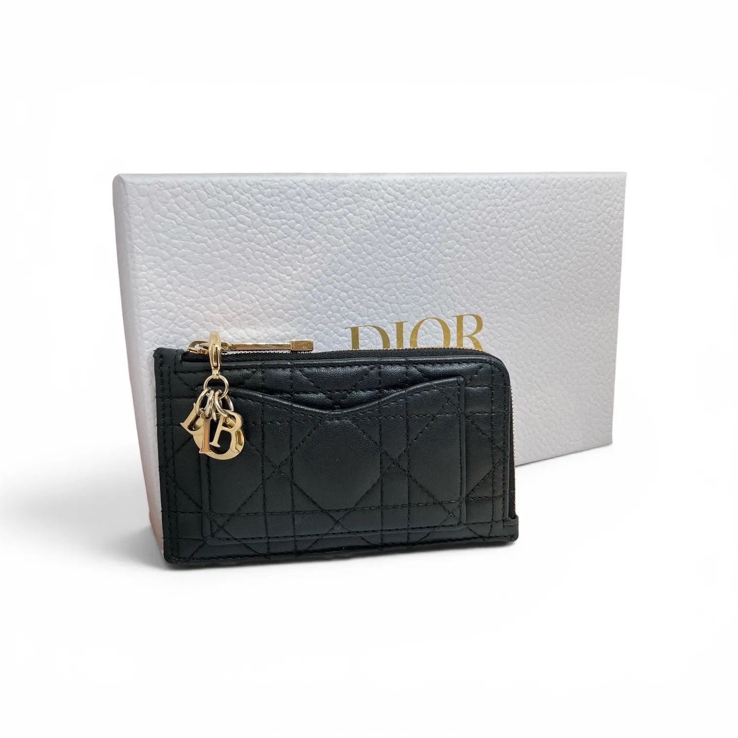 DIOR ディオール　Lady Dior Cosmos ジップ カードホルダー　カナージュ ラムスキン　S0965ONMJ_M900　カードケース　ブラック　キングラム[68]
