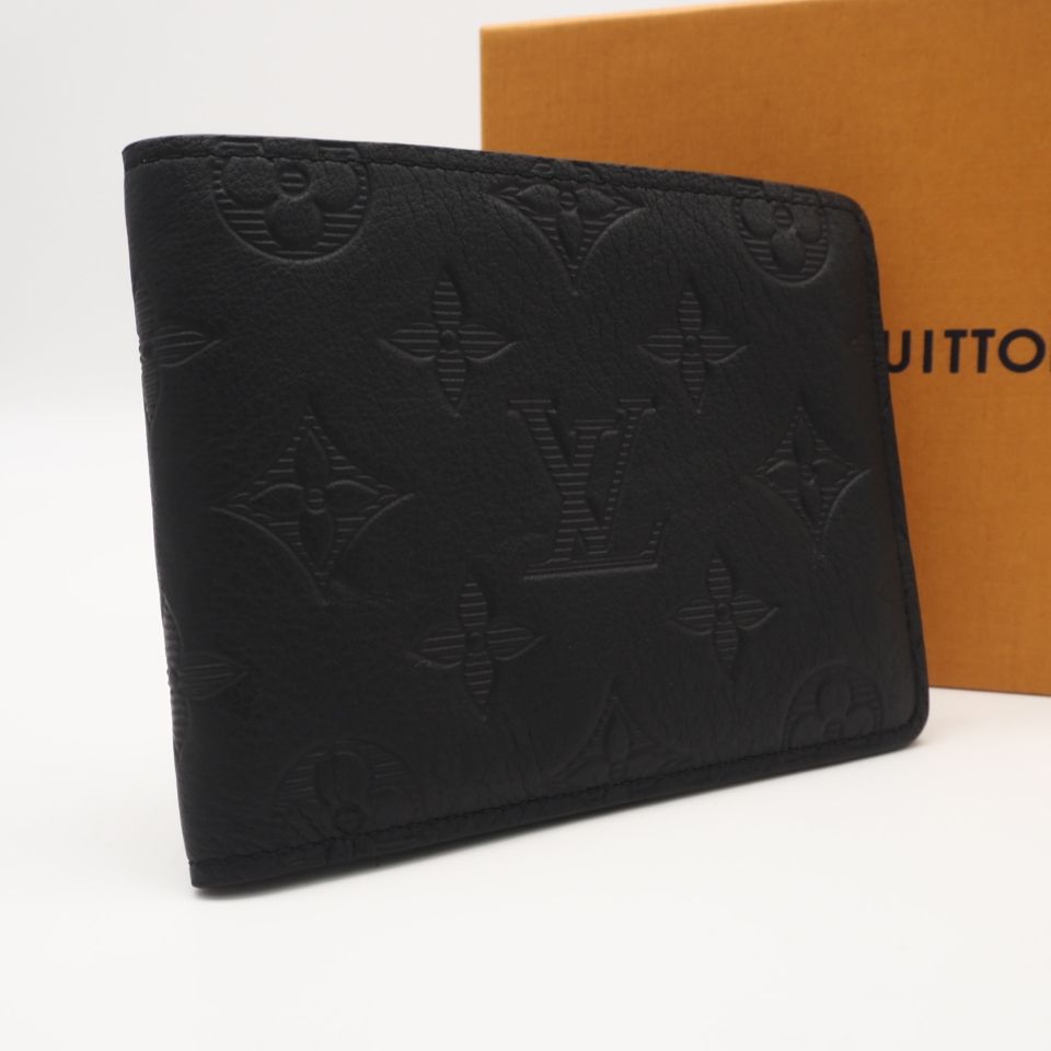 ★3日以内返品可★ 美品 LOUIS VUITTON ルイ・ヴィトン モノグラム シャドウ ポルトフォイユ ミルティプル M62901 二つ折り財布 ブラック カーフレザー メンズ