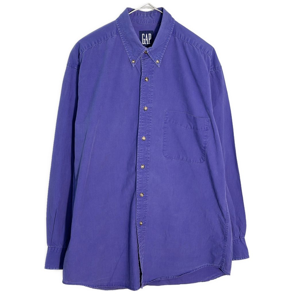 90年代 GAP ギャップ ボタンダウン 長袖シャツ オールドギャップ パープル(メンズ M)中古 古着 Y5790