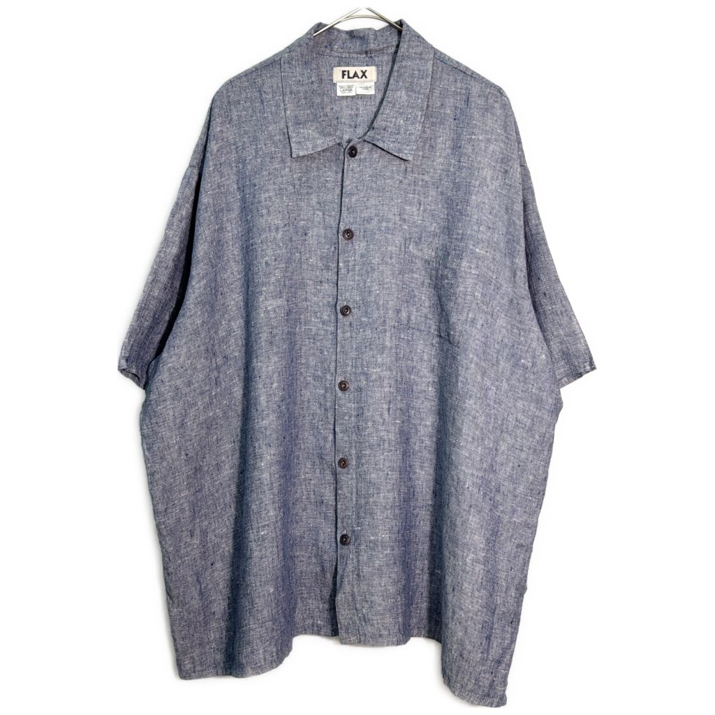 FLAX フラックス リネンシャツ ブルー(メンズ L)中古 古着 Y5815