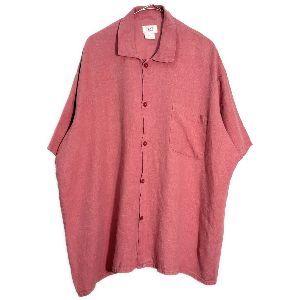 90年代 FLAX フラックス リネンシャツ サーモンピンク(メンズ L)中古 古着 Y5817 90年代 FLAX フラックス リネンシャツ サーモンピンク(メンズ L)中古