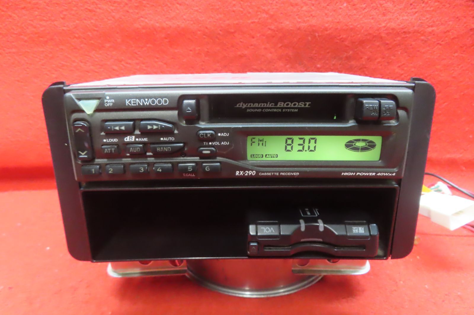 ＊CS2589＊動作保証付/ケンウッド　RX-290　プレーヤー/デッキ/カーオーディオ　TAPE OK　ETC付　ステー付　1DIN　小物入れ付