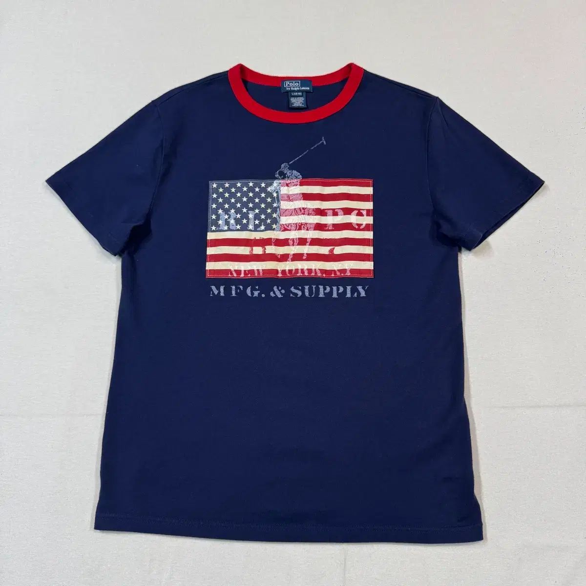 M) ポロ ラルフローレン 星条旗 ビックポニー リンガー 半袖 Tシャツ