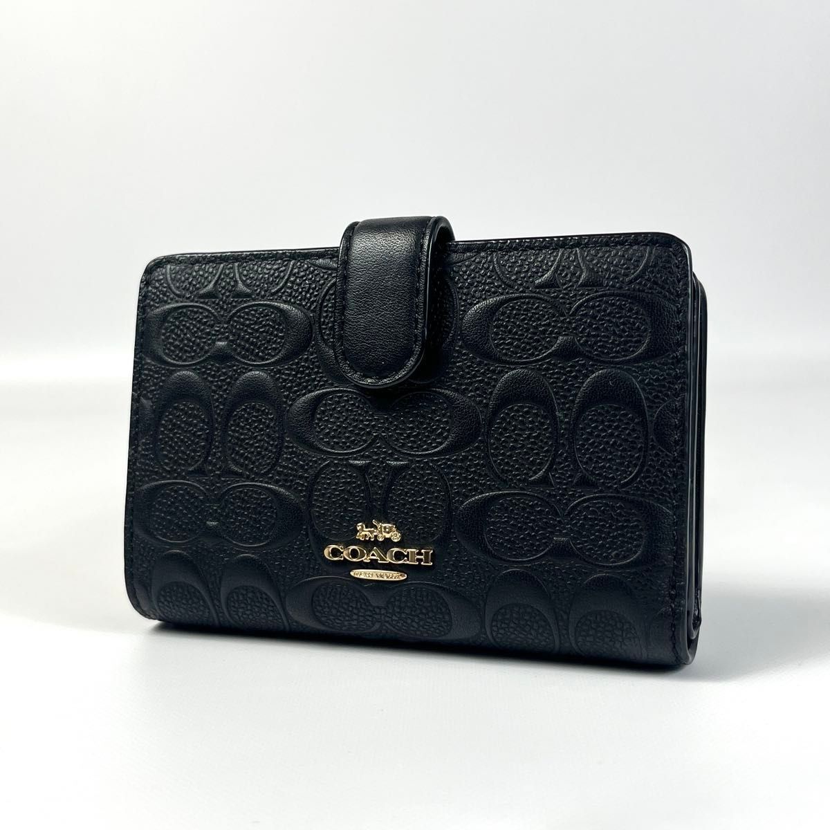 極美品 COACH コーチ 折り財布 シグネチャー エンボス レザー